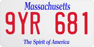 MA license plate 9YR681