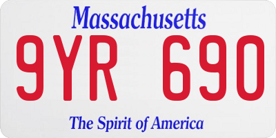 MA license plate 9YR690