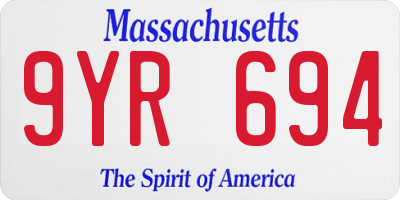 MA license plate 9YR694