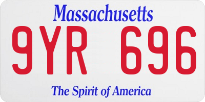 MA license plate 9YR696