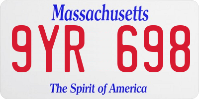 MA license plate 9YR698