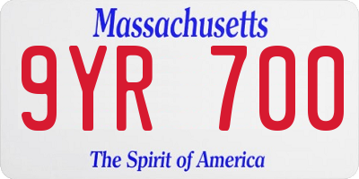 MA license plate 9YR700