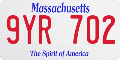 MA license plate 9YR702