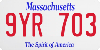 MA license plate 9YR703