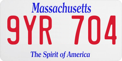 MA license plate 9YR704