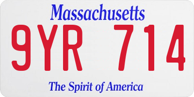 MA license plate 9YR714