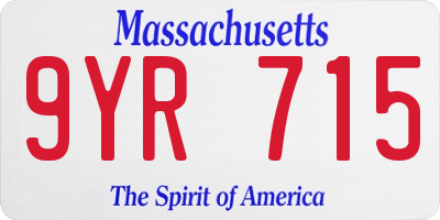 MA license plate 9YR715