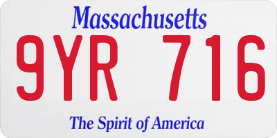 MA license plate 9YR716