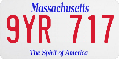 MA license plate 9YR717