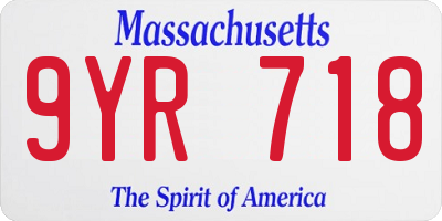 MA license plate 9YR718
