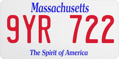 MA license plate 9YR722