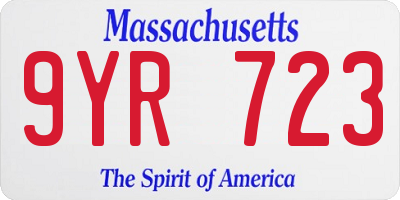 MA license plate 9YR723