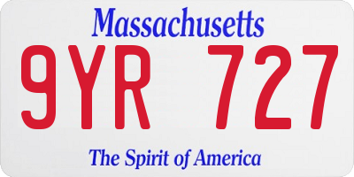 MA license plate 9YR727
