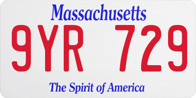 MA license plate 9YR729