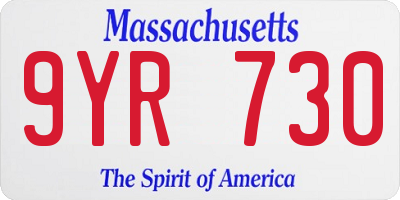 MA license plate 9YR730