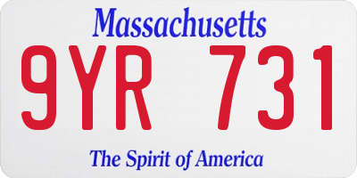 MA license plate 9YR731