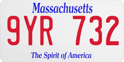 MA license plate 9YR732