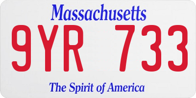 MA license plate 9YR733