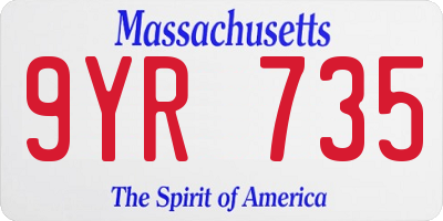 MA license plate 9YR735