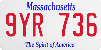 MA license plate 9YR736