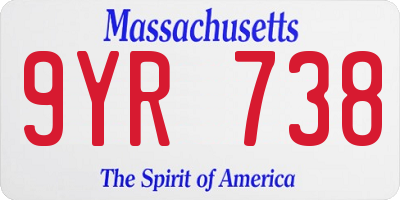 MA license plate 9YR738