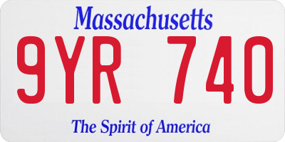 MA license plate 9YR740