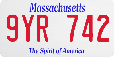 MA license plate 9YR742