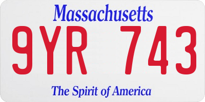 MA license plate 9YR743