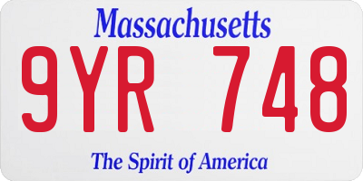 MA license plate 9YR748