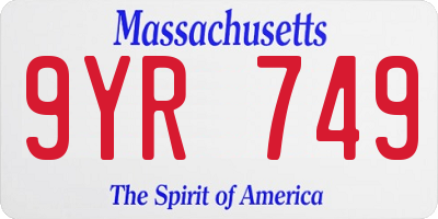 MA license plate 9YR749
