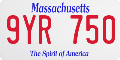 MA license plate 9YR750