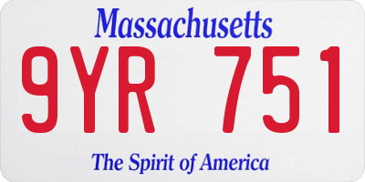 MA license plate 9YR751