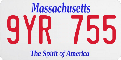 MA license plate 9YR755