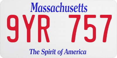 MA license plate 9YR757