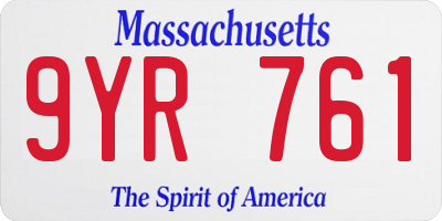 MA license plate 9YR761