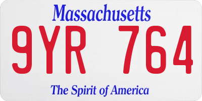 MA license plate 9YR764