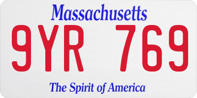 MA license plate 9YR769