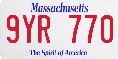 MA license plate 9YR770