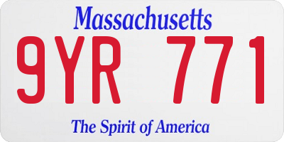 MA license plate 9YR771