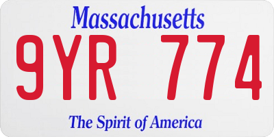 MA license plate 9YR774