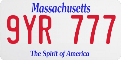 MA license plate 9YR777