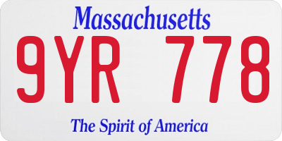 MA license plate 9YR778