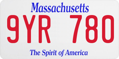 MA license plate 9YR780