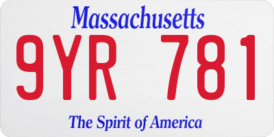 MA license plate 9YR781