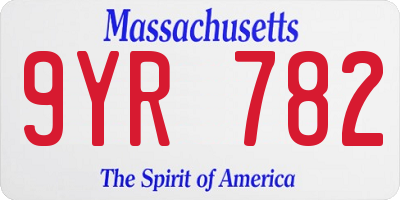 MA license plate 9YR782