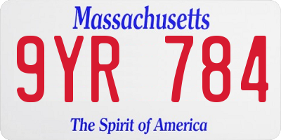 MA license plate 9YR784