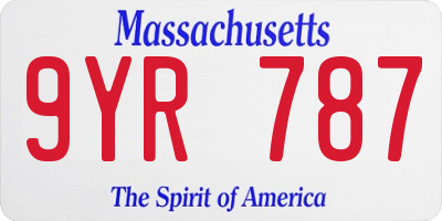 MA license plate 9YR787