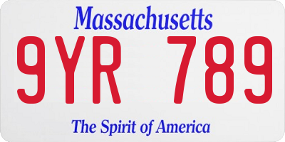 MA license plate 9YR789