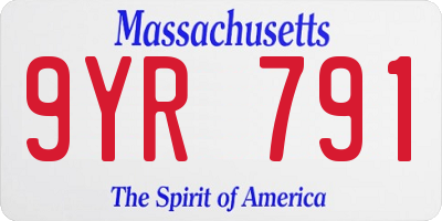 MA license plate 9YR791