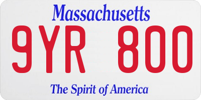 MA license plate 9YR800